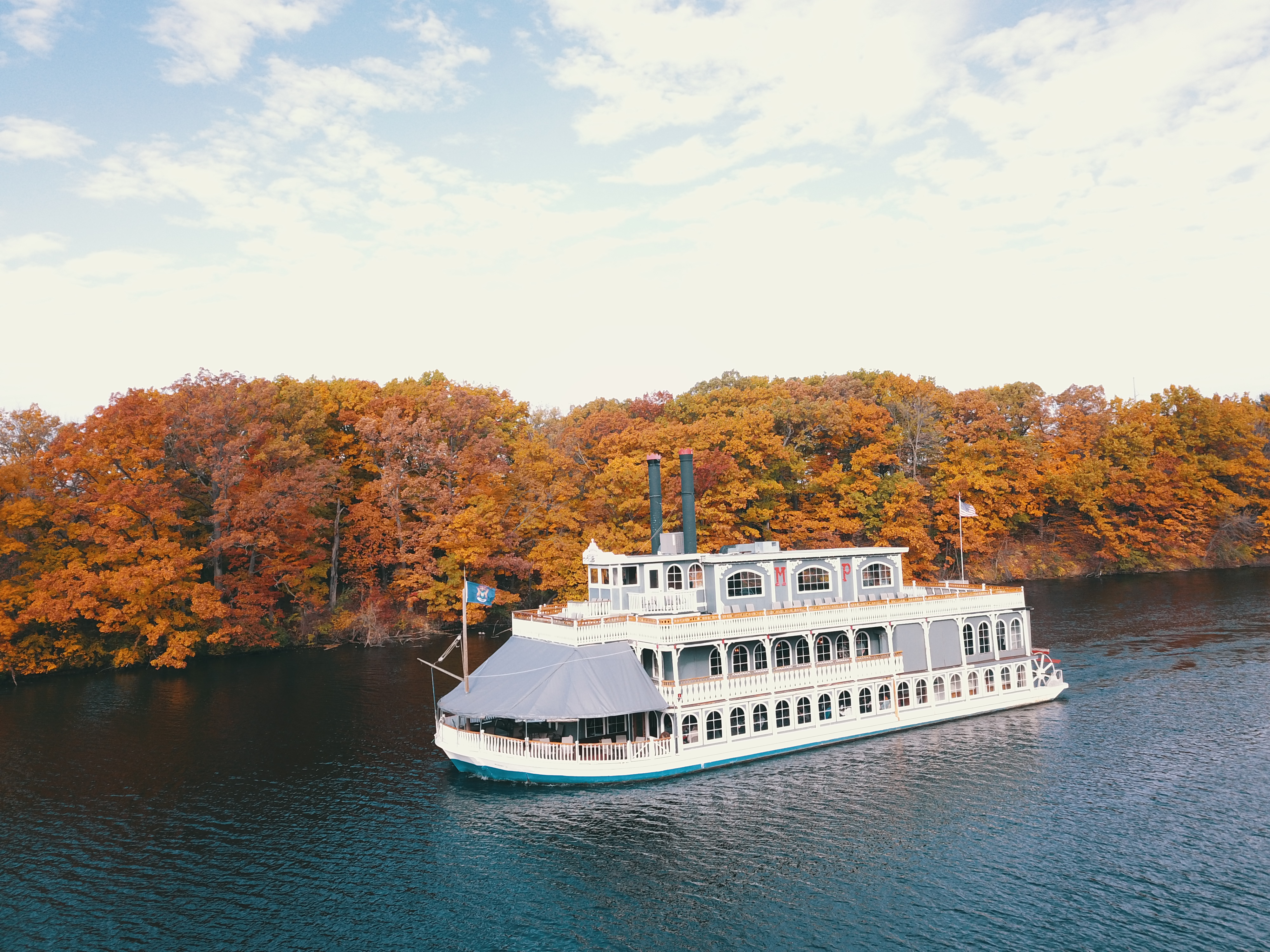 A river boat on the water, serving as a wedding venue, the Michigan Princess Riverboat